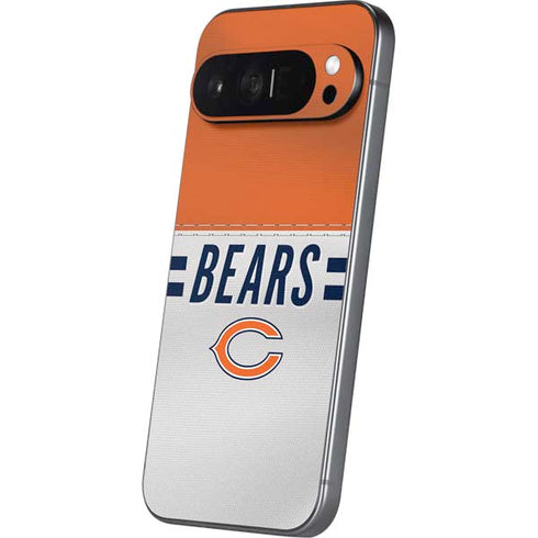 NFL Chicago Bears White Striped Pixel 9 Pro XL Skin